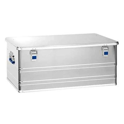 Abbildung von hünersdorff Aluminium Box Profi 140 Liter, wasserdicht mit Gummi Dichtung, leicht, stabil, Klapphandgriffe, Vorbereitung für Schlösser, Farbe: silber, 452450