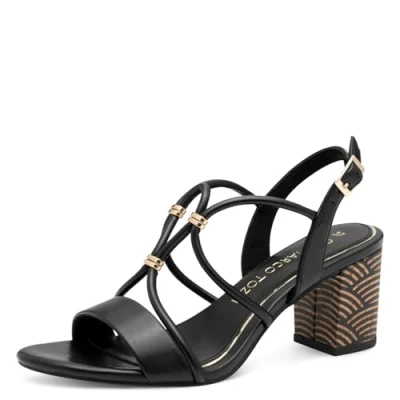 Abbildung von MARCO TOZZI Damen Sandalen mit Absatz Elegant Blockabsatz, Schwarz (Black), 37 EU