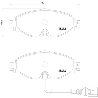 Abbildung von BREMBO P 85 126 Bremsbelagsatz inkl. Verschleißwarnkontakt mit Bremssattelschrauben ohne Zubehör VOLKSWAGEN: T Roc, Passat B8 Alltrack, Touran II
