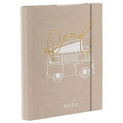 Abbildung von goldbuch 63 007 Foto Notizbuch Road Trip Book, Schreibbuch 18,5 x 23 3 cm, Notiz Buch 50 Seiten Dotted, Skizzenbuch Cover FSC Karton, Papier 170g/m², Kladde Gold und Weißprägung, Fotobuch grau