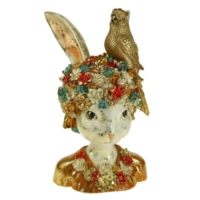 Abbildung von Werner Voß Hasenbüste Wanda mit Vogel 22x19x34 cm