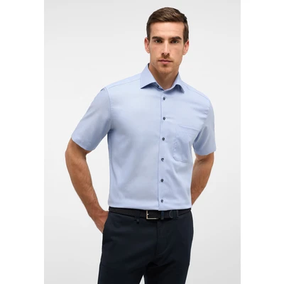 Abbildung von Eterna Strukturiertes Kurzarmhemd Comfort FIT Hemd, Herren, Größe: 40, Blau