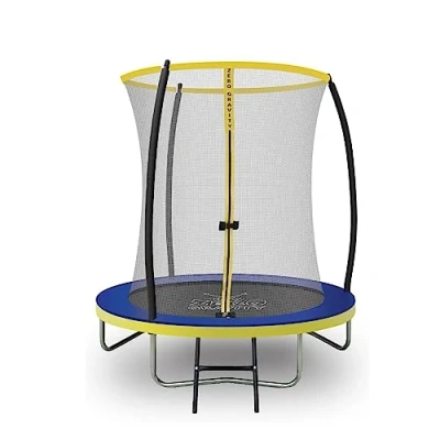 Abbildung von Zero Gravity Outdoor Trampolin Ø 183, 244, 305, 366, 427cm TÜV geprüfte Gartentrampoline inkl. Leiter Sturmsicher in 5 Minuten Aufbauvideo (183cm / 6ft Blue Yellow)