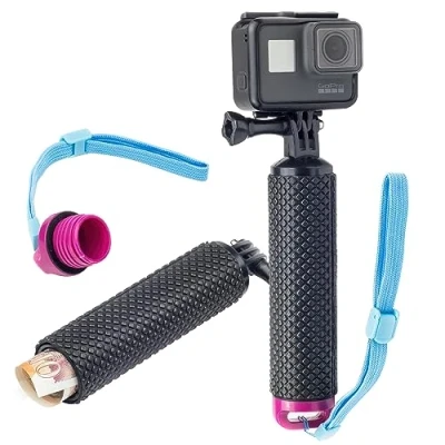 Abbildung von DigiCharge Schwimmender Handgriff Wasserdicht Floating Hand Grip Tauchen Stock für GoPro Hero13 Hero12 Hero 13 12 11 10 9 Max/DJI Osmo Action 5 4 / Insta360 One Akaso Kameras Lila