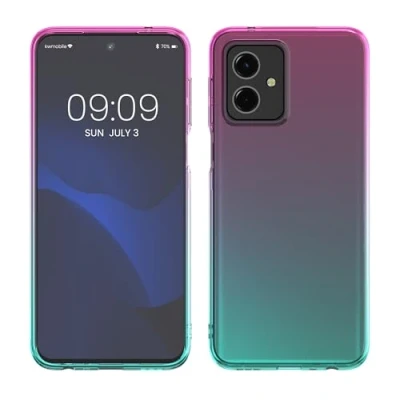 Abbildung von kwmobile Case kompatibel mit Motorola Moto G54 5G Hülle Handy Handyhülle Zwei Farben Pink Blau Transparent