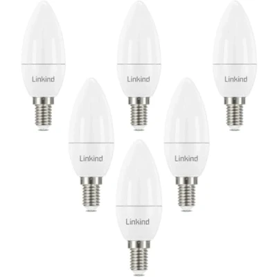 Abbildung von Linkind E14 LED Kerzenform Lampe, ersetzt 60 Watt, 7W Kerze Lampe 860Lm 5000K Tageslicht, Nicht Dimmbar C35/B35 Kerzenlicht, Energie sparen, 6 Stück kühles Weiß