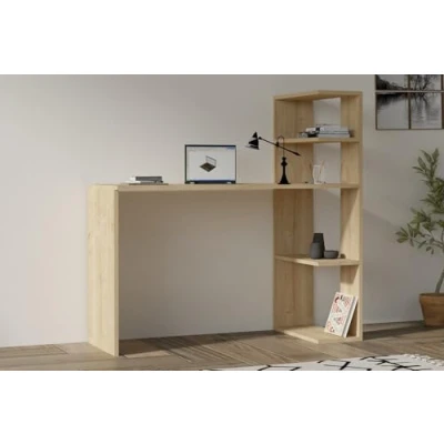 Abbildung von Modern Study Desk, Oak Color, 121 x 51 75 cm 100% Melamine Coated Particle Board, 18 mm Thick Wall Mountable, Scandinavian Design for Home &amp; School