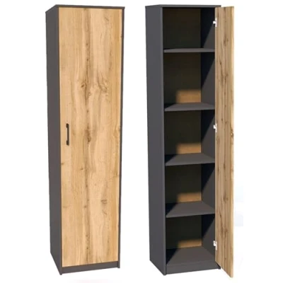 Abbildung von Home Collective Regal mit 5 Ebenen Aktenschrank 4 Einlegeböden und 1 Tür, in mattem Finish Standregal 39 cm breit graphit Eiche