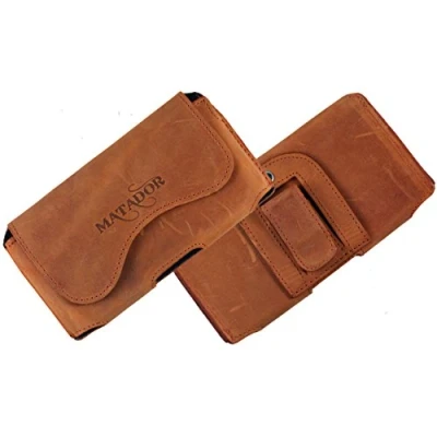 Abbildung von MATADOR Echt Lederhülle Gürteltasche Quertasche Gürtelclip/Schlaufe Sony Xperia XZ1 Compact Handytasche verdecktem Magnetverschluss (Rost Hell Braun)