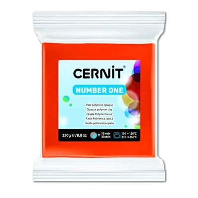 Abbildung von Cernit CE0900250752C Block Modelliermasse (Polymer) NUMBER ONE, ofenhärtend, sofort gebrauchsfähig, 250g, ideal für DIY, Schmuck &amp; Figuren, Einsteiger und Hobbykünstler, Orange, 1 Stück
