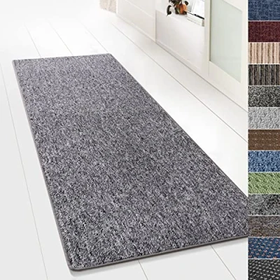Abbildung von KARAT Teppich Läufer für Küche, Flur &amp; Wohnraum Teppichläufer auf Maß Meterware Flurteppich Küchenläufer Wohnzimmer (80 x 200 cm, Turbo Grau)