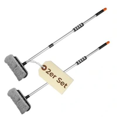 Abbildung von GarPet Autowaschbürste 2x Teleskop Stiel Waschbürste Auto PKW Garten 80 130cm