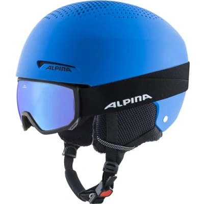 Abbildung von ALPINA ZUPO Set (+SCARABEO JR) Hochwertiges, Sicheres &amp; Robustes aus Skibrille Skihelm Für Kinder, blue matt, 51 55 cm