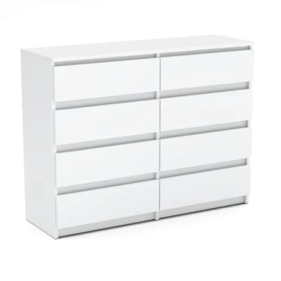 Abbildung von MRBLS Kommode mit 8 Schubladen Sideboard Schubladenschrank Kleiderschrank Modern Möbel für Ihr Schlafzimmer (Weiß Matt) 120 x 92,5 33,5 cm (B/H/T)