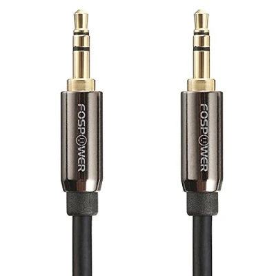 Abbildung von FosPower Stereo Audio Klinkenkabel / Verbindungskabel (3m) für AUX Eingänge 3.5mm Adapter auf 3,5 mm Stecker Kabel [ KONTAKTE VERGOLDET GUTER KLANG] Auto, KFZ, iPhone, Radio, MP3 Player, Kopfhörer, Lautsprecher, Android Smartphone Schwarz