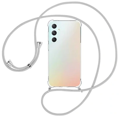 Abbildung von mtb more energy® Handykette kompatibel mit Samsung Galaxy S23 FE Silber Grau Smartphone Hülle zum Umhängen Anti Shock Full TPU Case