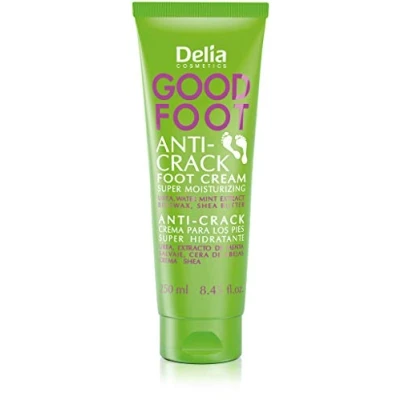 Abbildung von Delia Cosmetics Good Foot Fußcreme gegen Risse Schützt empfindliche Fersen Beugt Schäden vor Bietet Regeneration &amp; Komfort für trockene Füße 250ml