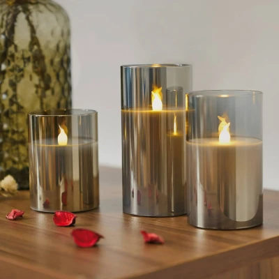 Abbildung von Pauleen LED Dekolicht Kerze Classy Smokey Candle, 3er Set, Warmweiß, Wachskerze