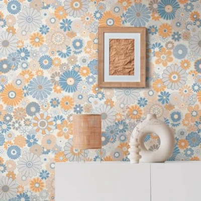 Abbildung von A.S. Création Vliestapete &quot;Retro Chic florale Tapete Mustertapete Retro Blumen&quot;, matt, Vintage für Schlafzimmer Küche Wohnzimmer Floral Design