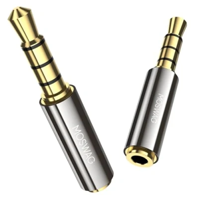 Abbildung von MOSWAG 3,5 mm Stecker auf 2,5 Buchse, 2 5mm Klinke buchse 3 5 Adapter, Kopfhöreradapter Konverter Klinkenstecke für Kopfhörer, Headset, Mikrofon, MP3, MP4 (2 Pack)