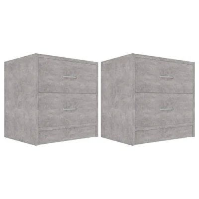Abbildung von vidaXL 2X Nachttisch mit 2 Schubladen Nachtschrank Nachtkommode Nachtkonsole Schlafzimmer Kommode Schrank Nachtschränkchen Betongrau 40x30x40cm Holzwerkstoff