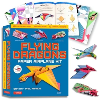 Abbildung von Flying Dragons Paper Airplane Kit: 48 Airplanes, 64 Page Book, 12 Original Designs, YouTube Video Tutorials: ... Tutorials