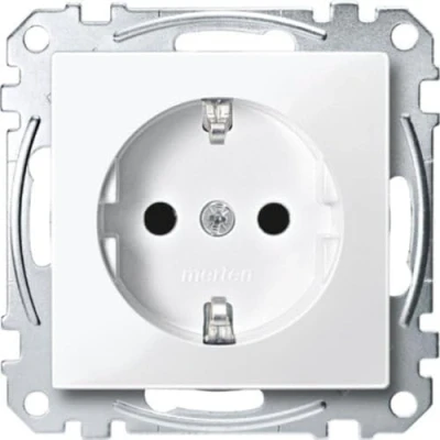 Abbildung von Schneider Electric Merten MEG2400 0319 SCHUKO Steckdose, erhöhter Berührungsschutz, Schraub Liftklemmen, polarweiß glänzend, System M