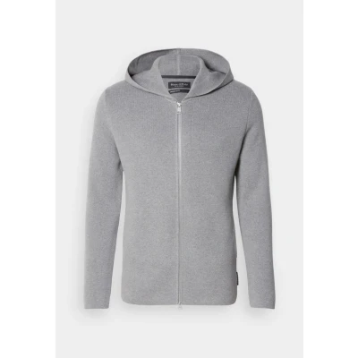 Abbildung von Marc O&#039;Polo Zipped Jacket WITH HOOD Strickjacke, Herren, Größe: Large, Grey melange