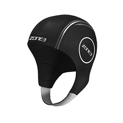 Abbildung von ZONE3 Badekappe aus Neopren, für Erwachsene, Unisex, Schwarz/Silber, Größe XS