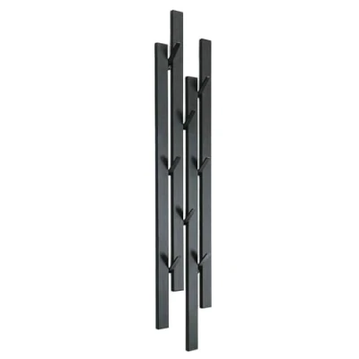 Abbildung von DanDiBo Wandgarderobe Wand Schwarz Metall 96612 Garderobe mit 8 Haken Schmal Flur Modern, auch als Handtuchhalter geeignet