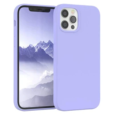 Abbildung von EAZY CASE Premium Silikon Handyhülle kompatibel mit iPhone 12/12 Pro, Slimcover Kameraschutz und Innenfutter, Silikonhülle, Schutzhülle, Bumper, Handy Case, Hülle, Softcase, Lila Blau