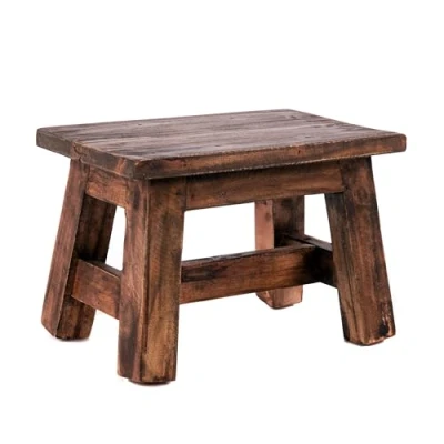 Abbildung von DESIGN DELIGHTS Holz HOCKER Monte 30x20x21 cm (BxTxH), Mahagoni Massivholz Rustikaler Blumenhocker, Pflanzenhocker, Beistellhocker, Dekohocker, Schemel Farbe: 02 Hellbraun