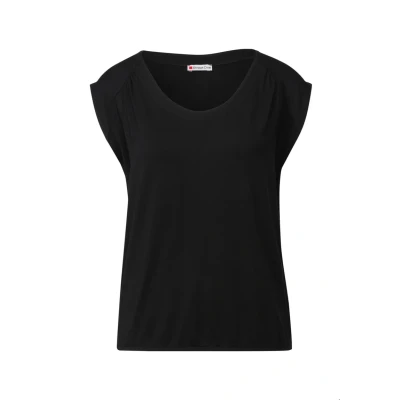 Abbildung von STREET ONE Damen 3227745 Jersey Shirt mit Elastiksaum, Black, 42