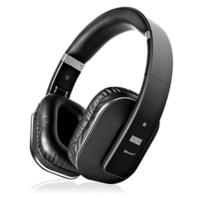 Abbildung von August EP650 Bluetooth Kopfhörer v4.2 NFC mit aptX Low Latency Stereo Over Ear Headphones Audio App kabellose Mikrofon für Freisprecher tiefer Bass 15h Akku (schwarz)