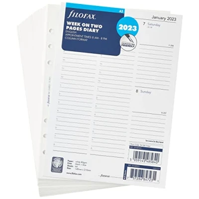 Abbildung von Filofax A5 Terminplaner 2023, Woche auf zwei Seiten, Englisch, Weiß
