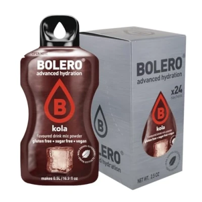 Abbildung von Bolero KOLA 24x3g Saftpulver ohne Zucker, gesüßt mit Stevia + Vitamin C geeignet für Kinder, Sportler und Diabetiker glutenfrei veganfreundlich Der Geschmack von Cola