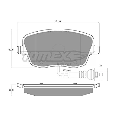 Abbildung von TOMEX brakes TX 13 591 Bremsbelagsatz Vorderachse inkl. Verschleißwarnkontakt SKODA: Fabia 2 Schrägheck, Combi, Roomster