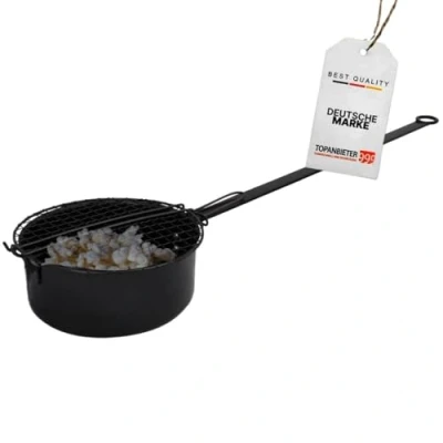 Abbildung von Topanbieter999 Popcorn Pfanne Popcornpfanne Karbonstahl Lagerfeuerpfanne Outdoor Maker,
