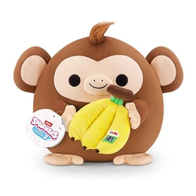 Abbildung von Snackles 77573L, Monkey (Dole, Banana), Series 2, 35 cm großes Plüschspielzeug, Medium (35 cm)