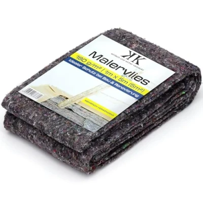 Abbildung von KK Verpackungen® Malervlies 10m 180 g/m² Abdeckvlies mit Durchsickerungsschutz für Boden Schutzvlies PE Folie als Anti Rutsch Beschichtung