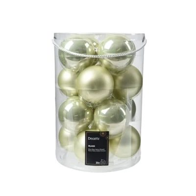 Abbildung von Kaemingk Weihnachtskugeln Glas 8cm 16 Stück matt &amp; glänzend Große Christbaumkugeln Weihnachtsbaumkugeln für Weihnachten Christbaumschmuck Weihnachtsbaumschmuck Hell Minze