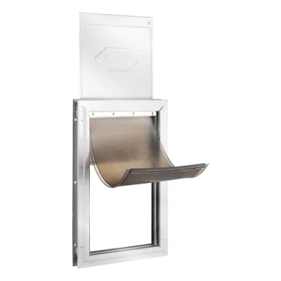 Abbildung von VEVOR Haustierklappe Hundeklappe aus Aluminiumrahmen mit Schloss &amp; Klappensystem 210 x 303 mm, wetterfeste Haustiertüre geeignet für Katzen Hunde Kätzchen (Weiß S) einfache Montage