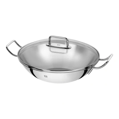 Abbildung von ZWILLING Plus Wok, Inkl. Glasdeckel und herausnehmbarer Gittereinsatz, Induktionsgeeignet, Ø 32 cm, Edelstahl
