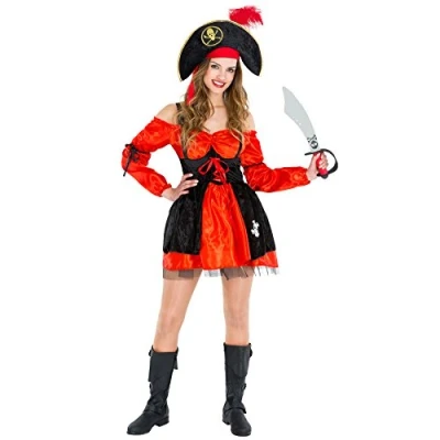 Abbildung von tectake dressforfun Damenkostüm Piratin Kleid + Piratenhut Captain Seeräuber Pirat Fasching (M Nr. 300763)