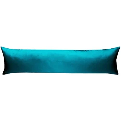 Abbildung von Mako Satin Baumwollsatin Bettwäsche Uni einfarbig zum Kombinieren (Seitenschläferkissen Bezug 40 x 200 cm, Petrol blau)
