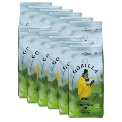 Abbildung von Joerges Gorilla Foresta Kaffee 12x 1000g ganze Kaffeebohnen Qualitäts Arabica Blend Siebträger Vollautomat Großverpackung