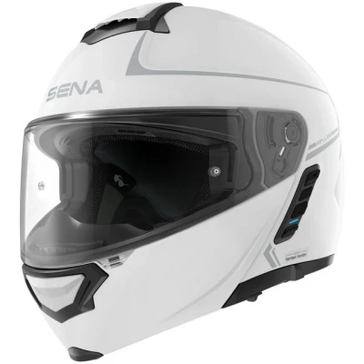 Abbildung von Sena Bluetooth Klapphelm Impulse mit Sound by Harman Kardon, Sonnenblende und integriertem Mesh Intercom System / MP3 Sprachwahl (Weiß, M)