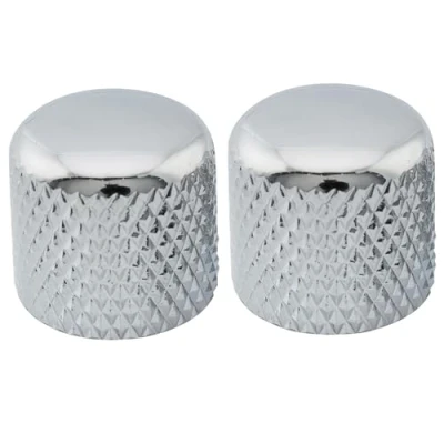 Abbildung von Musiclily Pro Inch Stahl Gitarre Knöpfe Potiknöpfe Push on T Style Dome Knobs 18mm für USA Tele E oder Precision Bass, Chrom (2 Stück)