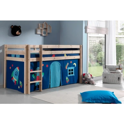 Abbildung von Vipack Hochbett &quot;Pino&quot;, (Made in Europe), Massivholz, Textil Design, wahlweise mit Rutsche und Bett Tunnel