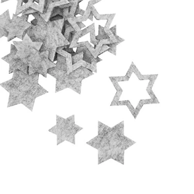 Abbildung von Oblique Unique® 24 Filz Sterne Weihnachtsdeko Tischdeko Weihnachten Deko 3 Motive Farbe wählbar (Weissgrau)